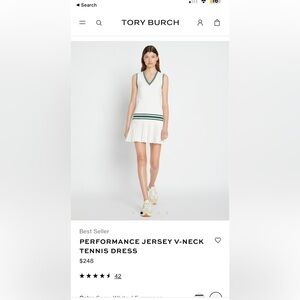 Tory Burch PERFORMANCE JERSEY V-NECK TENNIS DRESS XS
